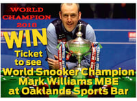 Win a ticket to see World Snooker Champion Mark Williams MBE at Oaklands Sports Bar, Cinderford on Saturday July 7th.  Closing date extended.