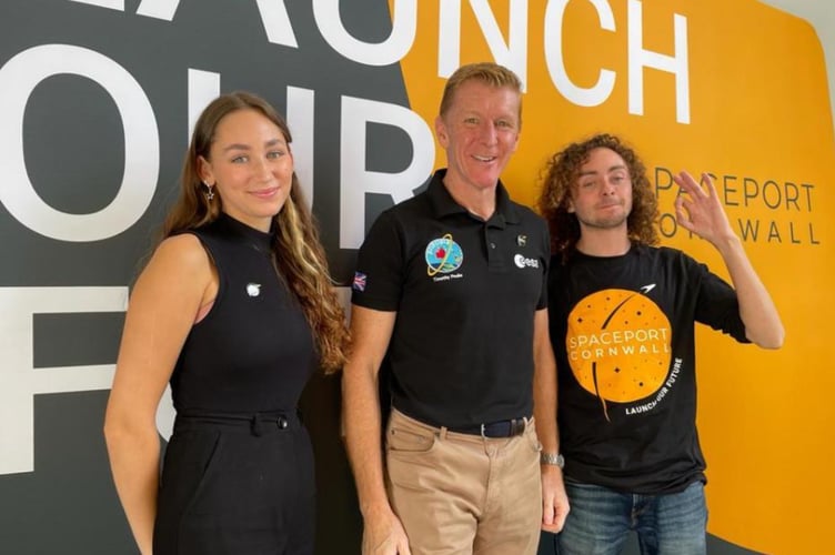 Ben Pisacane (right) with Tim Peake and Rachel Harrison