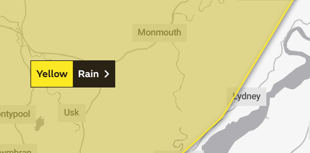 Weather warning for heavy rain across Monmouthshire