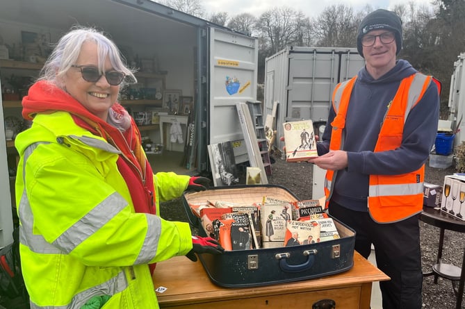 A collection of valuable books by PG Wodehouse were found among rubbish at the Five Lanes recycling centre near Caldicot.

