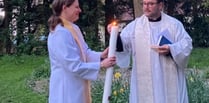 Memorial garden provides fitting backdrop for a Easter Sunday service