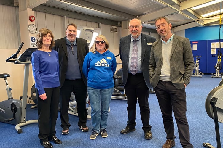 Lynn Hammersley - Forest Of Dean Gymnastic & Fitness Centre, Andrew Knott (FoDDC), Kim Carpenter (Clerk, West Dean Parish Council), Cllr Jim Richmond (West Dean Parish Council), Chris Boardman MBE