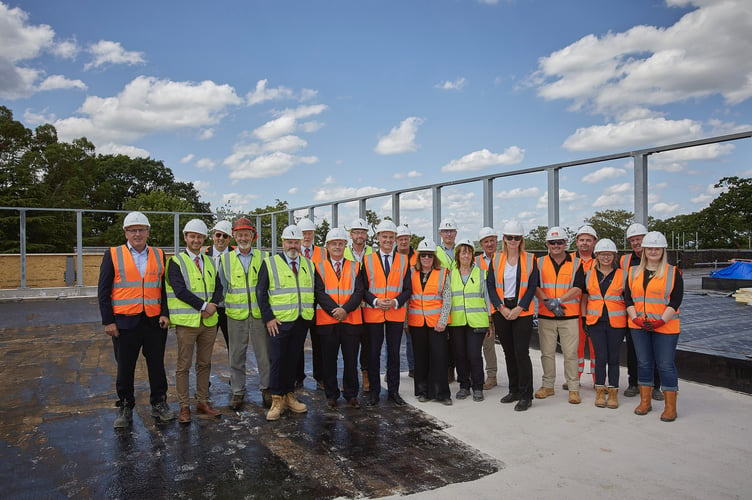 Forest of Dean District Councillors with Hartpury leaders, construction staff and Mark Harper MP