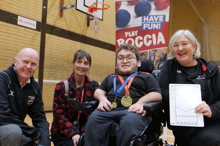 Adam Beard, Cllr Dale, Archie and his mum Anna