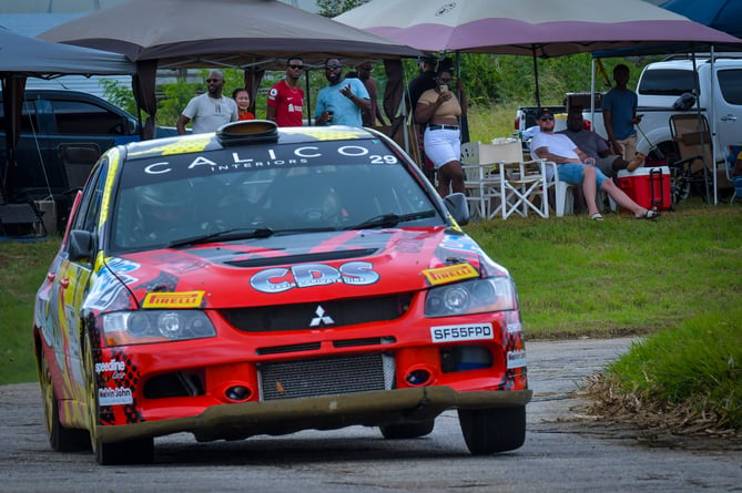 Nik Elsmore and Pauline Nash on their way to second in class in Rally Barbados. Picture Paul Willetts