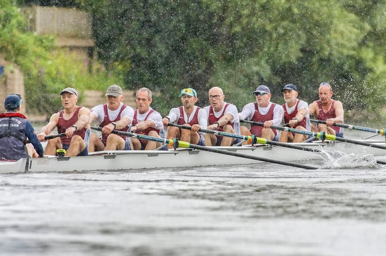 The Monmouth RC men's 8 powers home at Bewdley