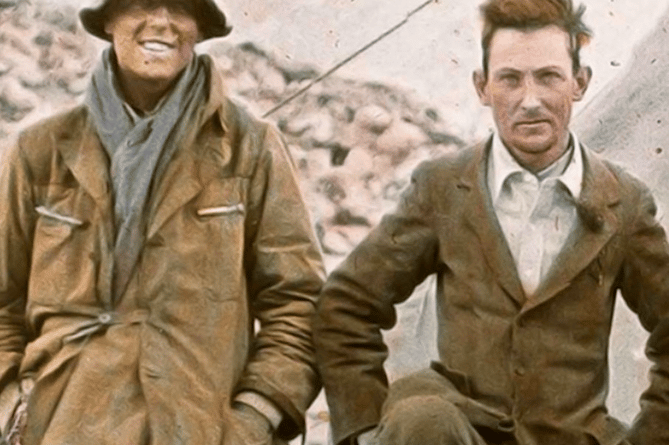 George Mallory, right, and Sandy Irvine, left, on Everest in 1924