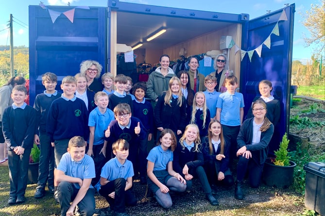 Pupils and supporters at the uniform shop