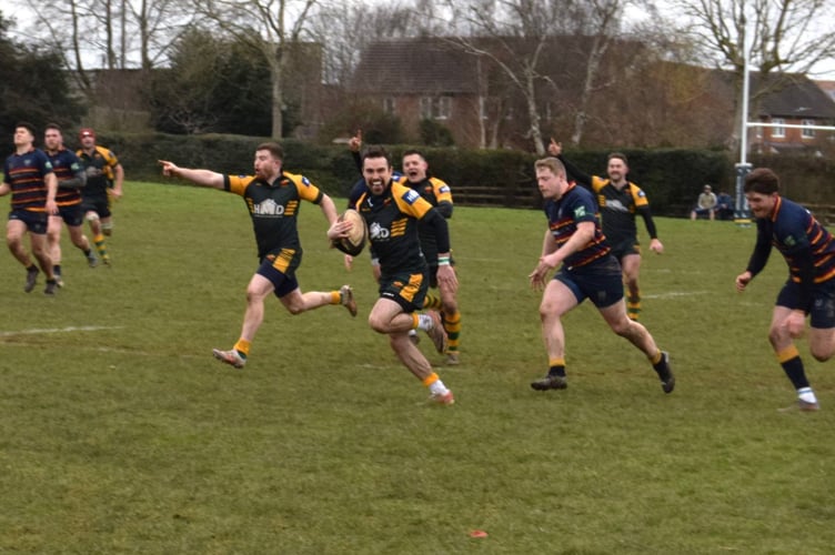 Adrian Connelly scored three tries for Newent. Picture: Georgina Gardner.